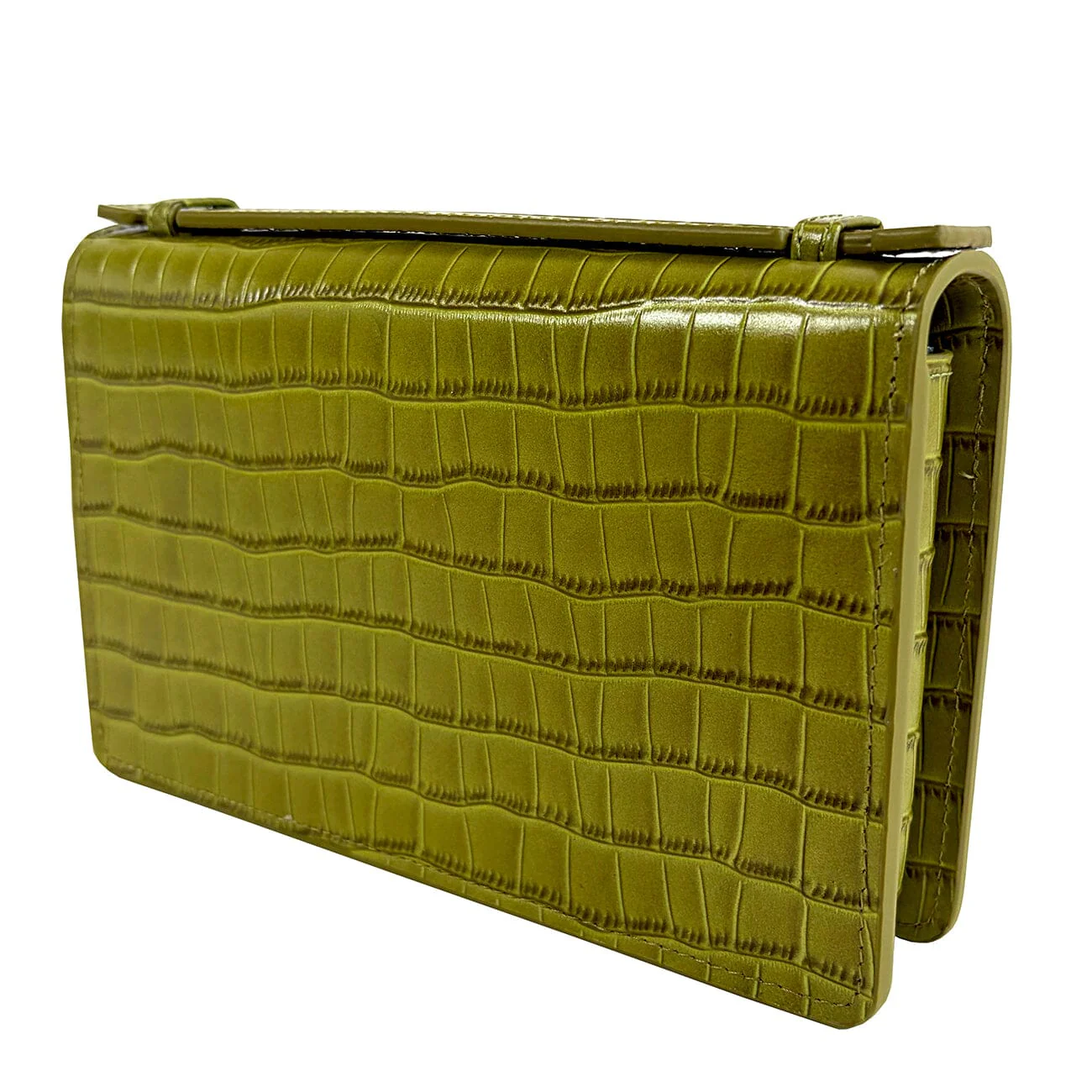 The Everyday Clutch - Green Croc w/ Silver Chain - Image 2