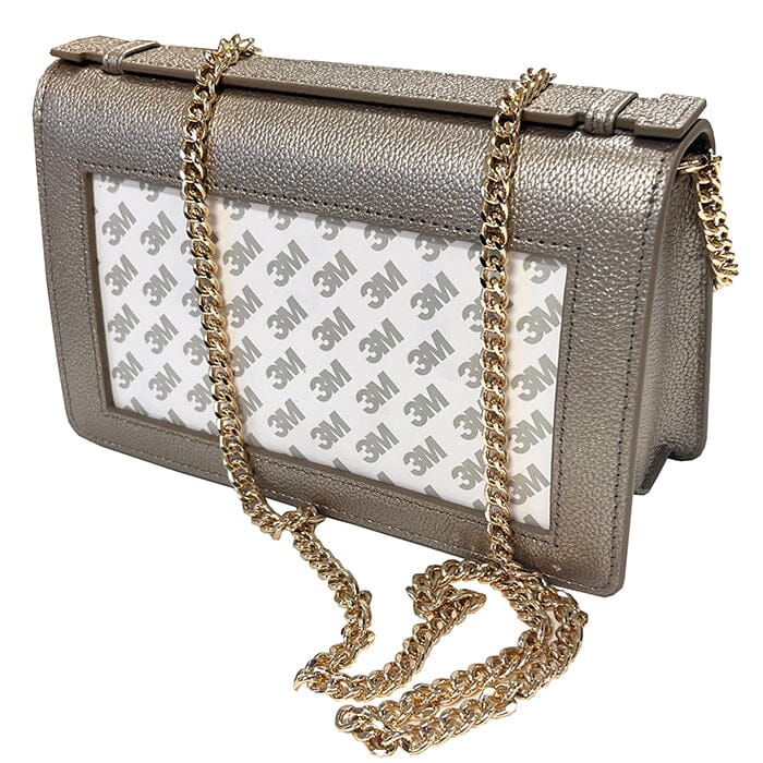 The Everyday Clutch - Metallic Taupe with Gold Chain - Image 2