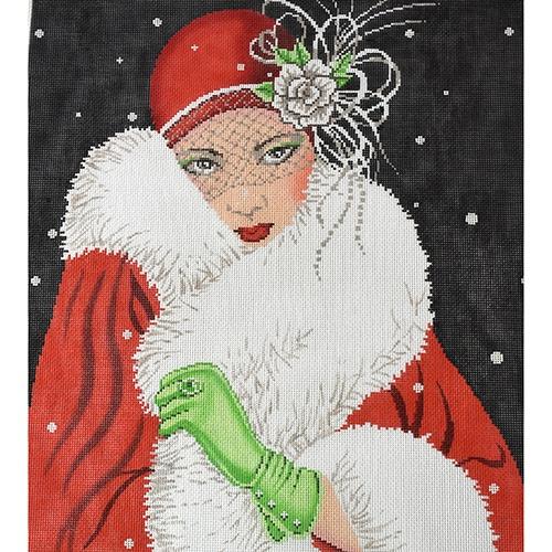 Art Deco Lady with Green Gloves