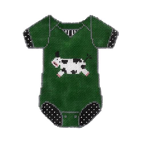 Baby Onesie - Green with Cow