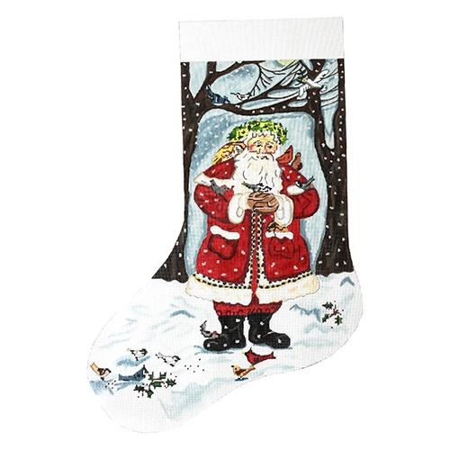 Forest Santa with Birds Stocking