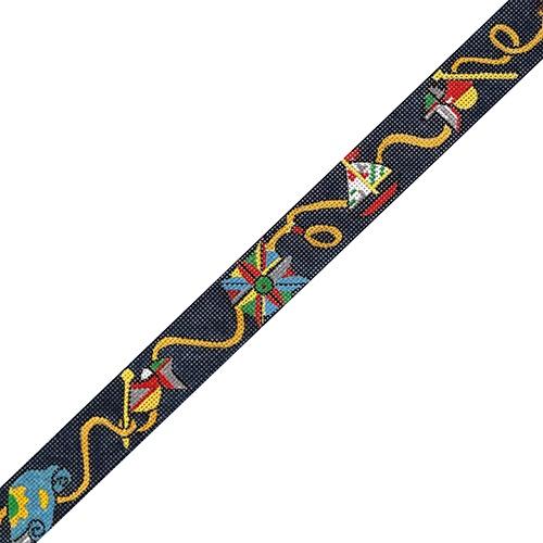 Nautical Symbols Collage Belt on Navy
