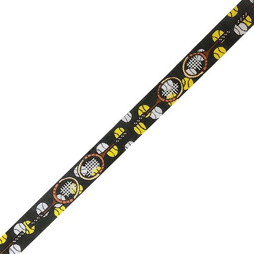 Tennis Balls and Racquets Collage Belt on Green
