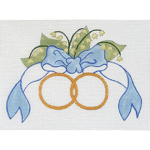 Wedding Rings with Blue Bow
