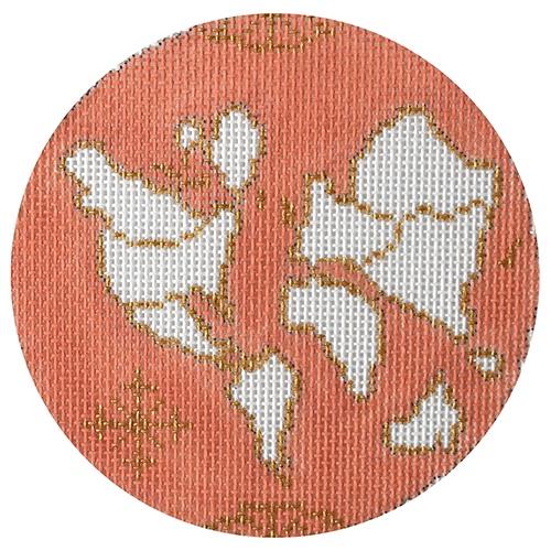 Atlas Round Ornament - Coral on 18