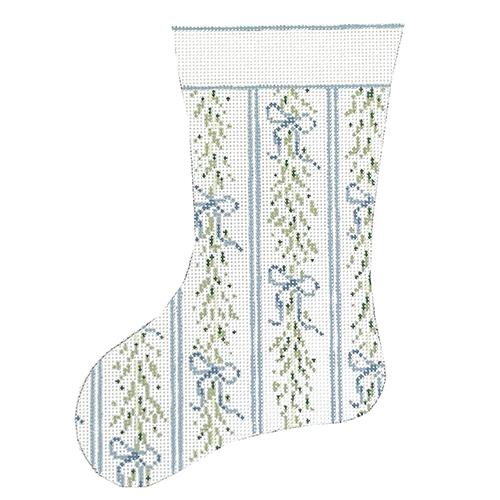 Blue Bow & Garland Mini Stocking