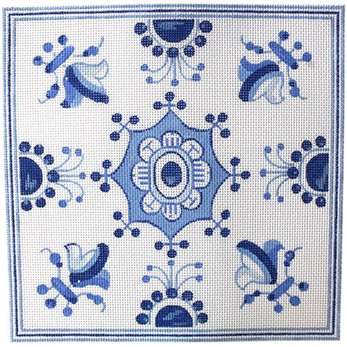 Delft Tile - Tulips & Fleur De Lis