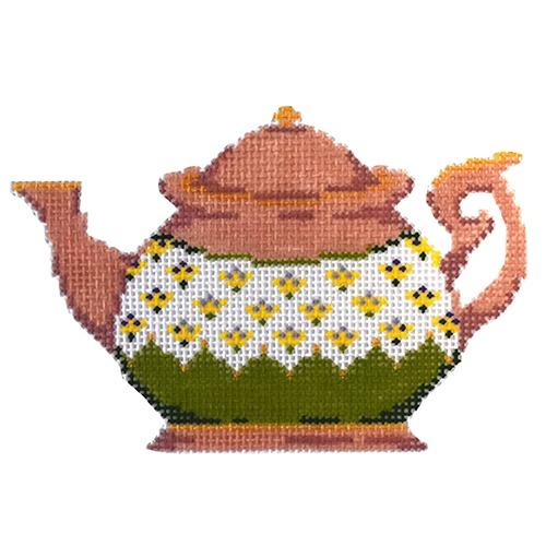 Teapot - Coral & Green