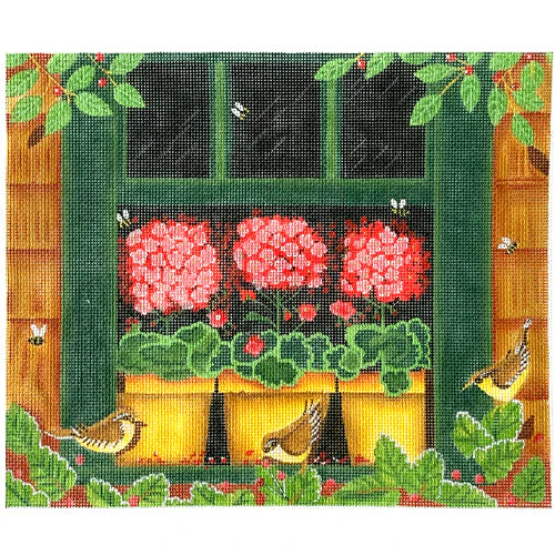 Three Potted Geraniums