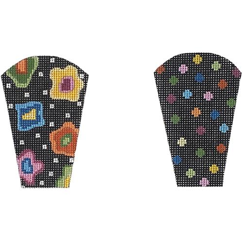 Dotty Floral Scissors Case - Black Background