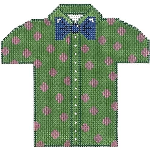 Men's Shirt - Green w/ Polka Dots