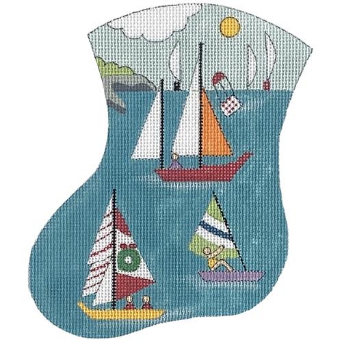 Sailboat Scene Mini Stocking