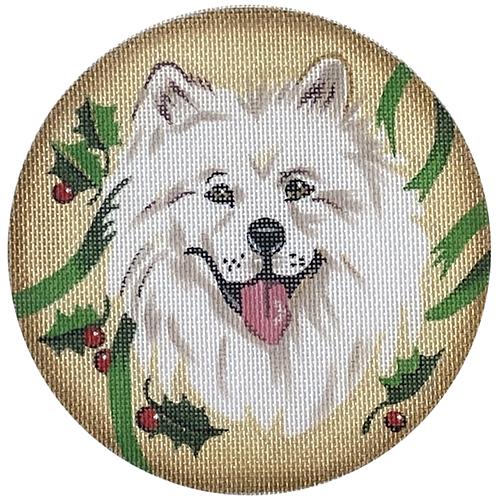 Samoyed w/ Holly Ornament