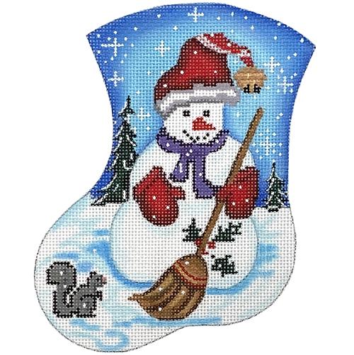 Snowman with Broom Mini Stocking