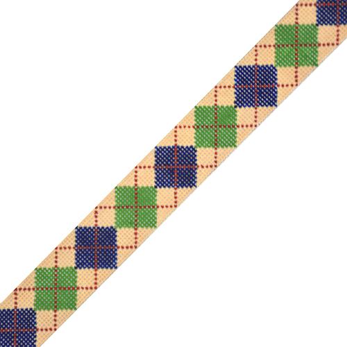 Argyle Belt - Navy/Green/Red on Green on 18
