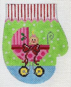 Pink Baby Carriage Mitten - Girl