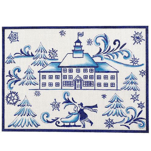 Toile Couple Sled Scene - Blue