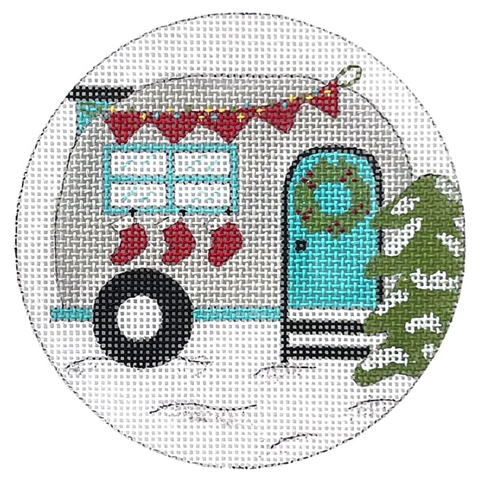 Travel Trailer with Stockings Ornament