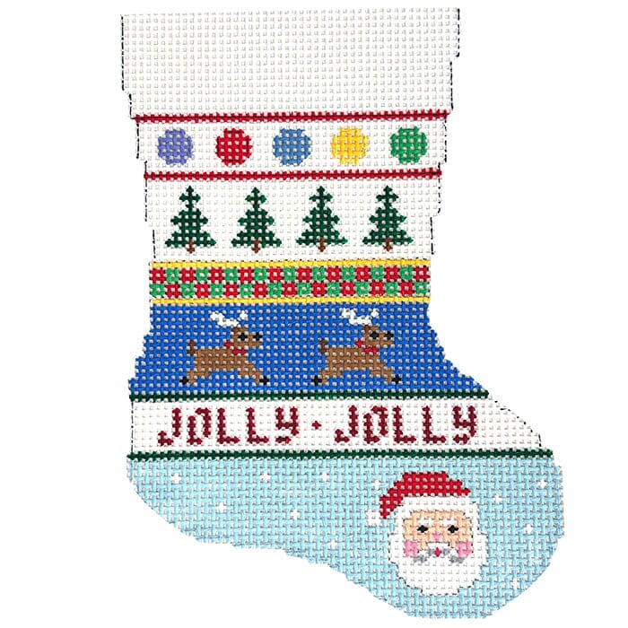 Tree, Reindeer, Santa Stripe - Mini Stocking