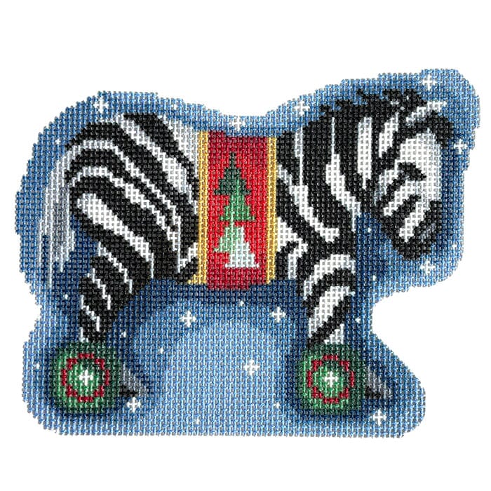 Trees on Red Zebra on Wheels Ornament