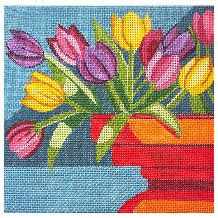 Tulips Red Vase 9x9