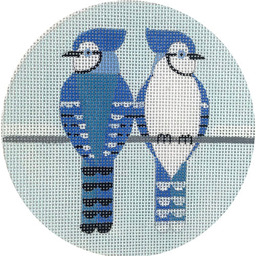 Two Blue Jays Round with Stitch Guide