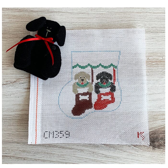 Two Dogs in Socks Mini Sock w/Black Dog Insert