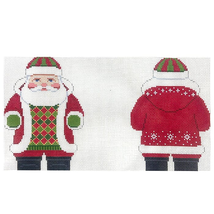 Snowflake Red Jacket Santa, 2 Sided on 13