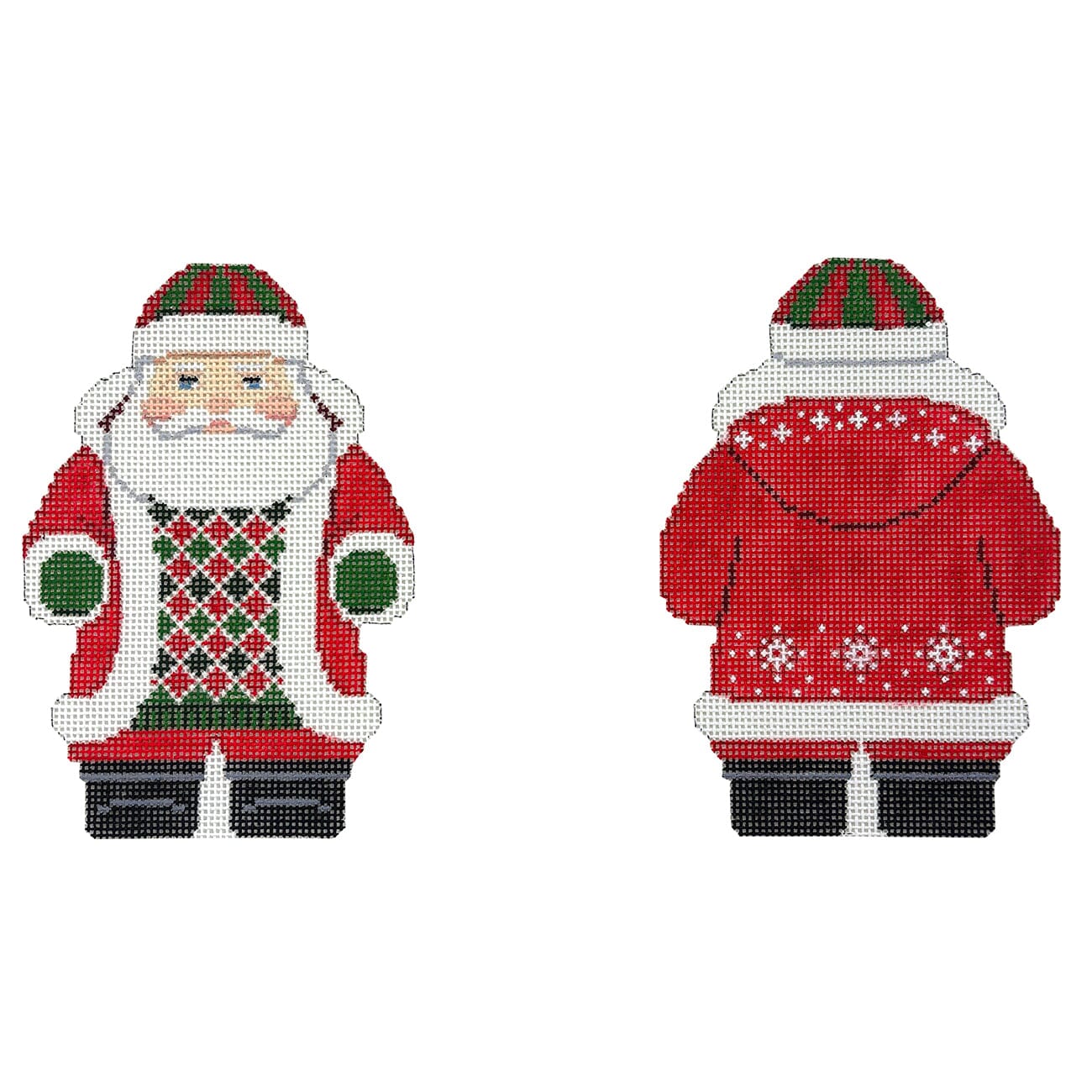 Snowflake Red Jacket Santa, 2 Sided on 18