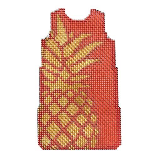 Pineapple Stencil on Coral Mini Shift