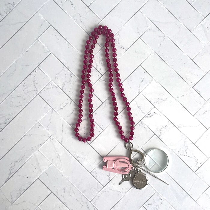 Gemstone Chatelaine Necklace - Peonies Pink