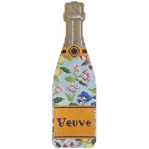 Champagne Bottle - Blue Floral