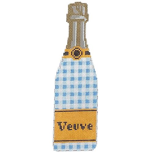 Champagne Bottle - Blue Gingham