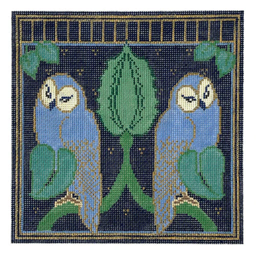 Voysey's Blue Owls Eyeglass Case