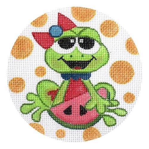 Frog Watermelon Bubbles Round