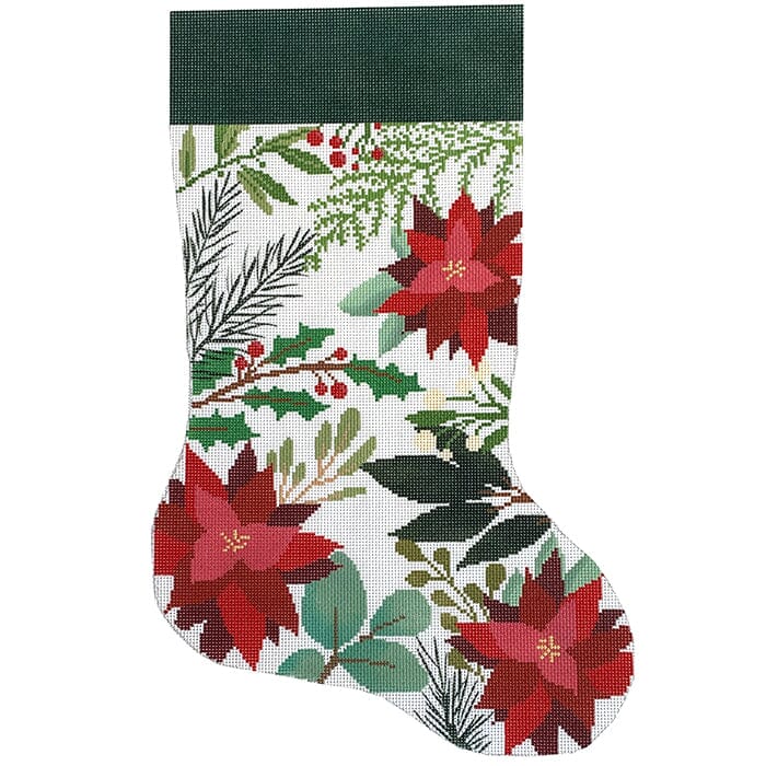 White Stocking with Red Flowers