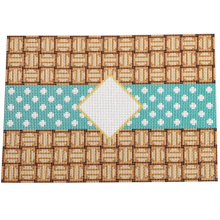 Wicker/Dot/Mono Clutch - Aqua