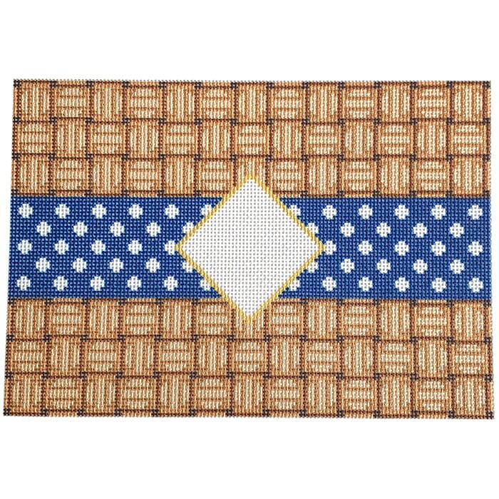 Wicker/Dot/Mono Clutch Navy