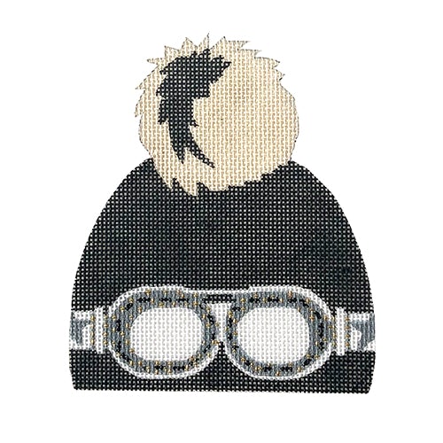 Winter Hat - Black with Ski Goggles