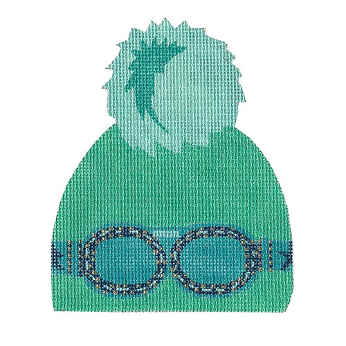 Winter Hat - Green with Ski Goggles