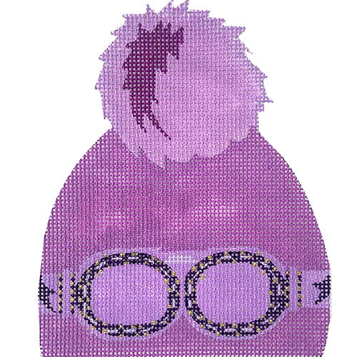 Winter Hat - Purple with Ski Goggles