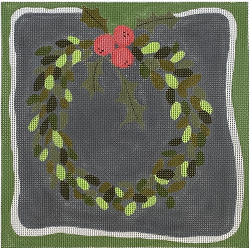 Wreath with Holly Pillow