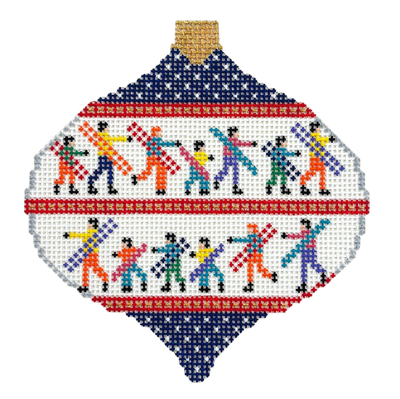 Xmas Ball with Skiers Ornament