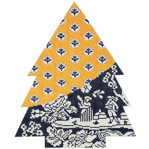 Yellow & Blue Toile Patchwork Tree