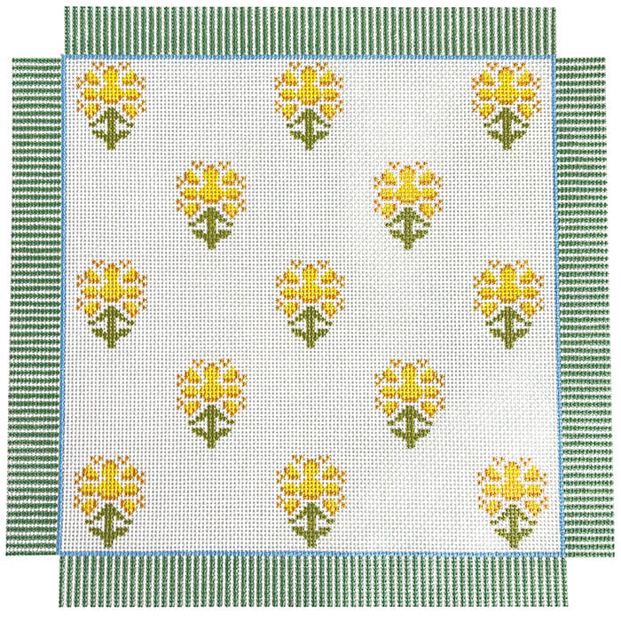 Yellow Floral Block Print Square
